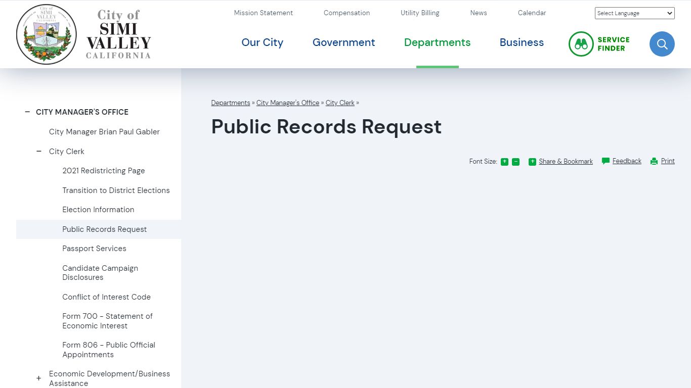 Public Records Request | City of Simi Valley, CA