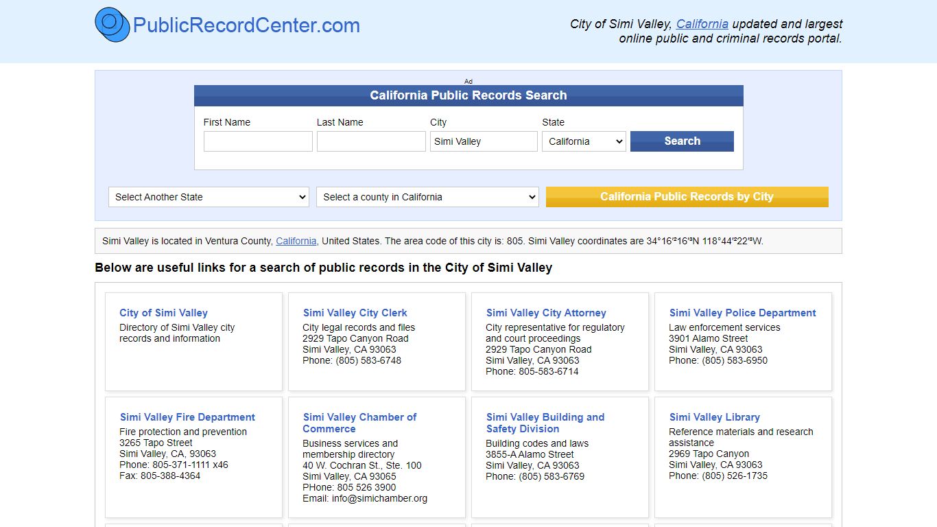 Simi Valley, California Public Records and Criminal ...