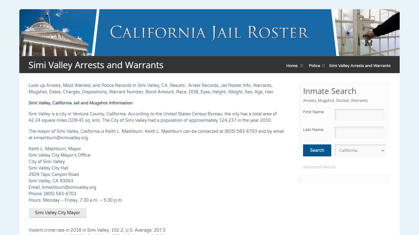 Simi Valley Arrests and Warrants | Jail Roster Search