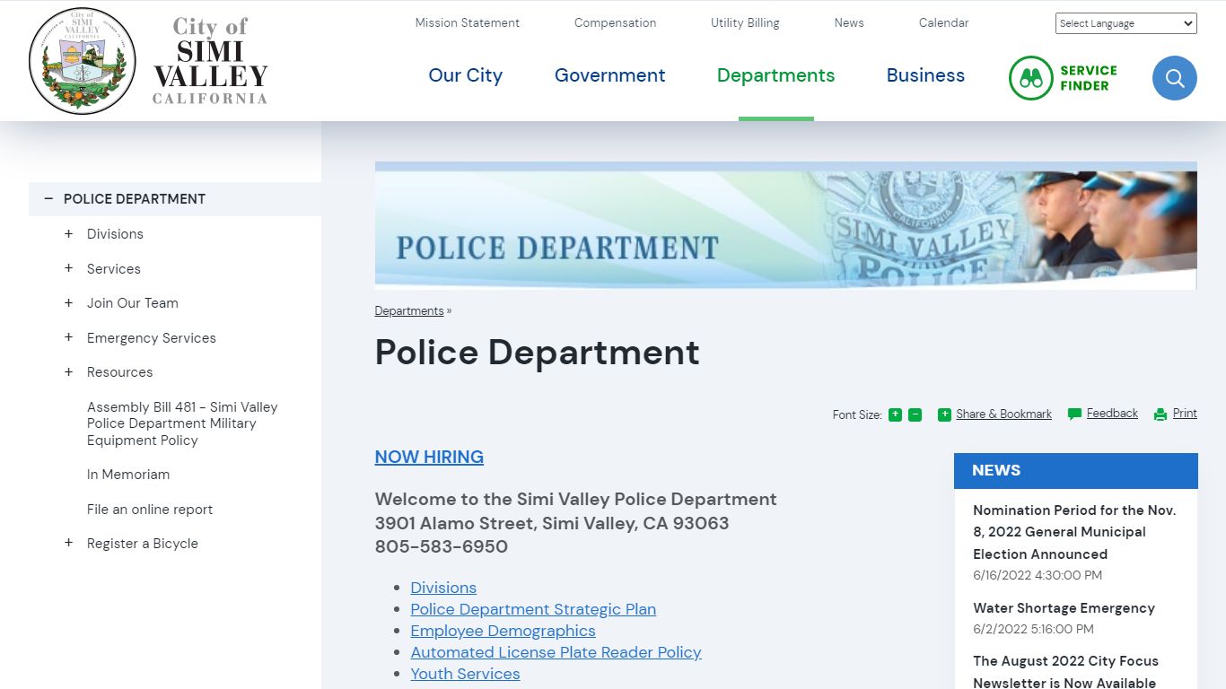 Police Department | City of Simi Valley, CA